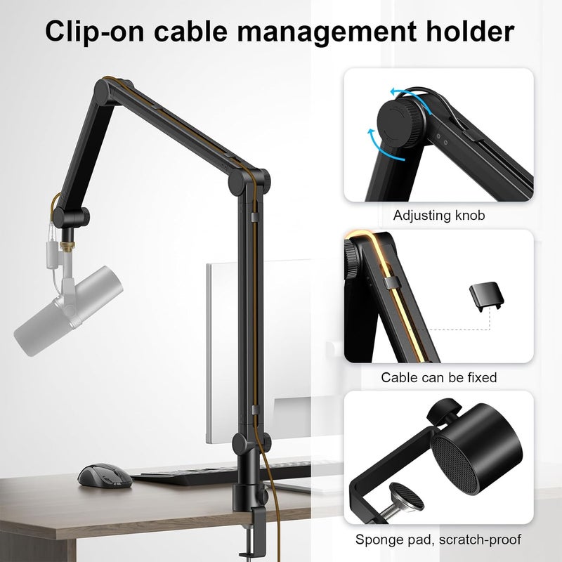 Aokeo Microphone Arm, AK-49 Adjustable Compact Mic Suspension Boom Scissor Arm Stand For Blue Yeti,Snowball iCE, HyperX QuadCast,SoloCast,Elgato Wave,Etc - Image 4